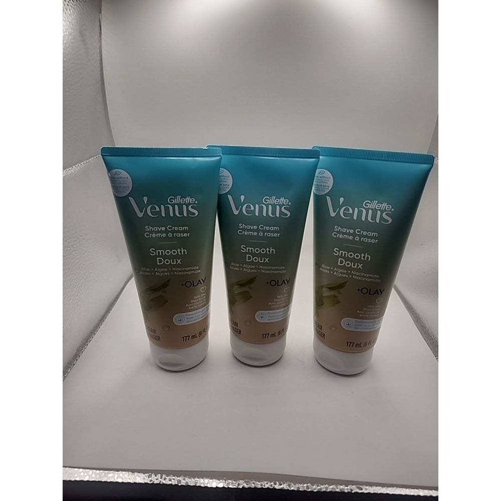 3 Gillette Venus Smooth Doux Olay Shave Cream Women Aloe Algae Niacinamide 6oz